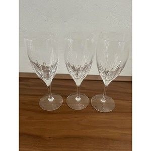 3 Lenox Cut Crystal Firelight Wine Water Glasses / Goblets / Stems - Retired